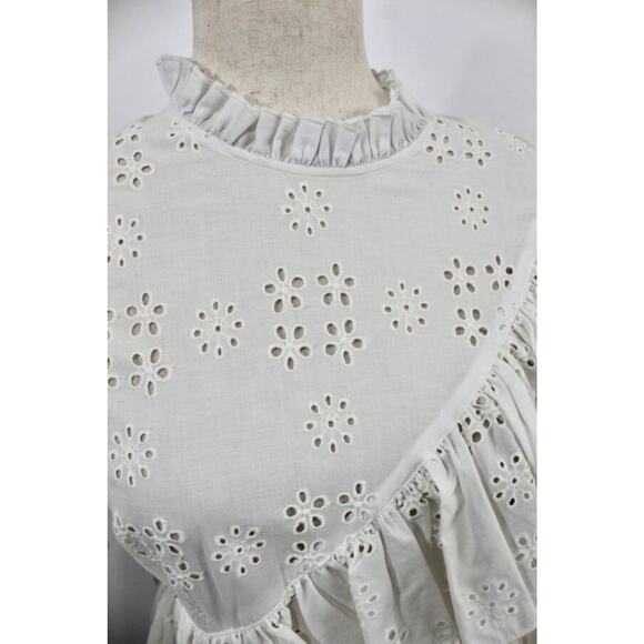 Women's Sz 4 6 Ivory Eyelet Platelet Dress Midi Layered - Picture 14 of 16